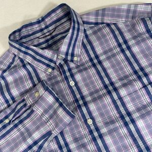 Vineyard Vines‎ Mens XL Blue Purple Plaid Long Sleeve OTG Brr Performance Shirt